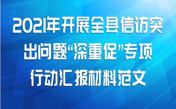 2021年开展全县信访突出问题“深重促”专项行动汇报材料范文