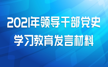 2021年领导干部党史学习教育发言材料