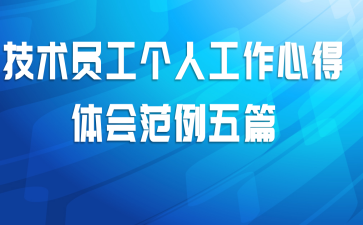 技术员工个人工作心得体会范例五篇