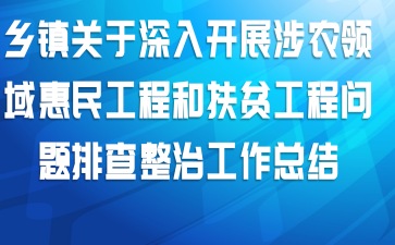 乡镇关于深入开展涉农领域惠民工程和扶贫工程问题排查整治工作总结