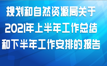 规划和自然资源局关于2021年上半年工作总结和下半年工作安排的报告