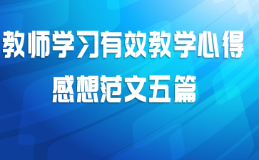 教师学习有效教学心得感想范文五篇